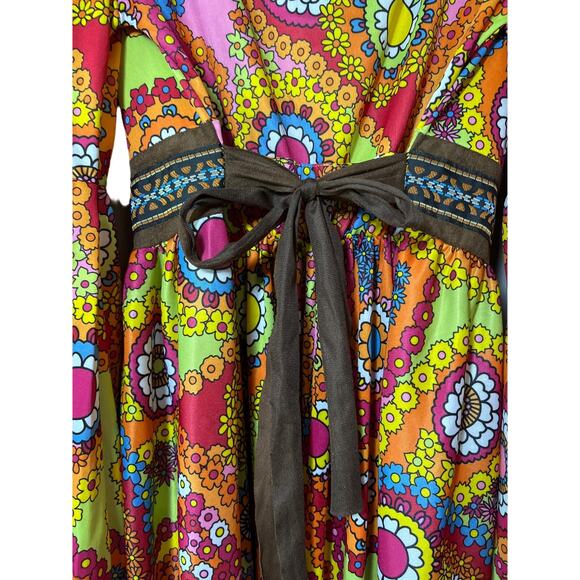Ladies 70s Hippie Hippy Groovy 60s Retro Costume Go Go Disco Dancing Dress - Picture 6 of 8